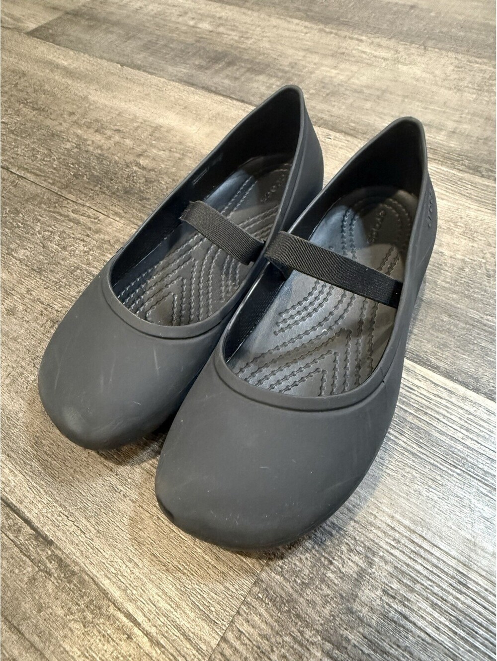 Crocs Alice Mary Jane Slip-On Shoes Rubber Comfort Black Size Junior 1